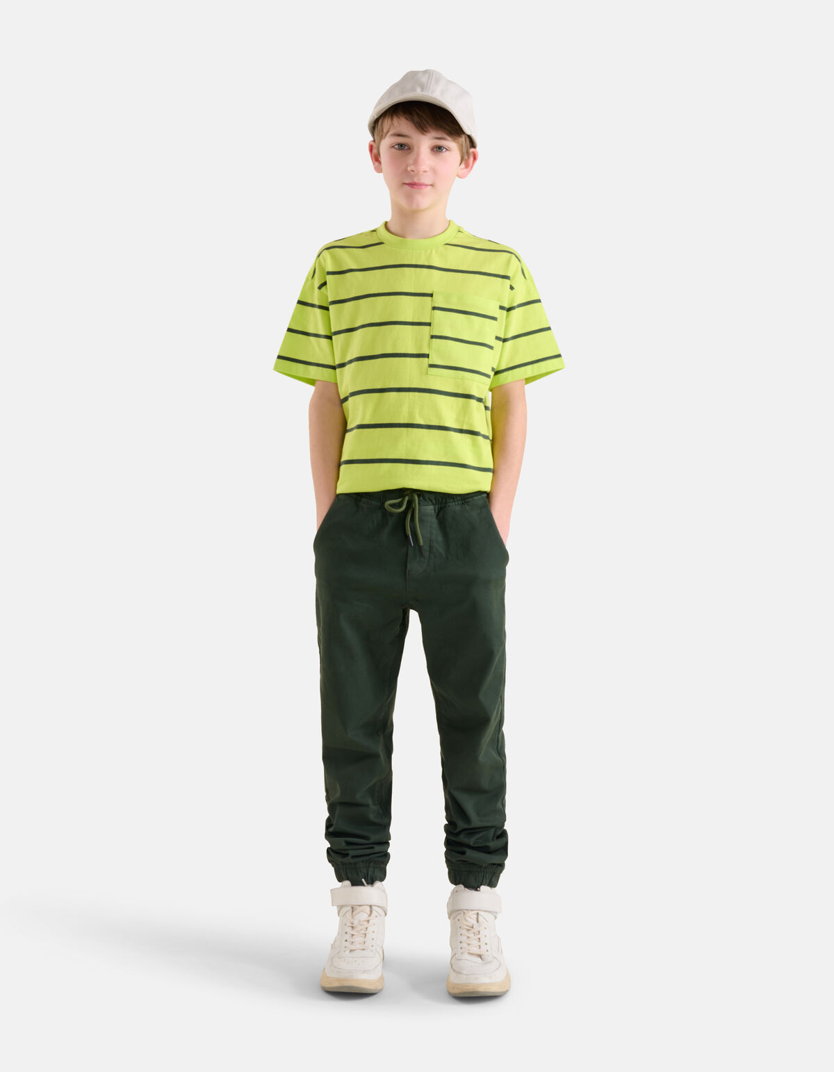 Gestreept T-shirt Limoengroen SHOEBY BOYS