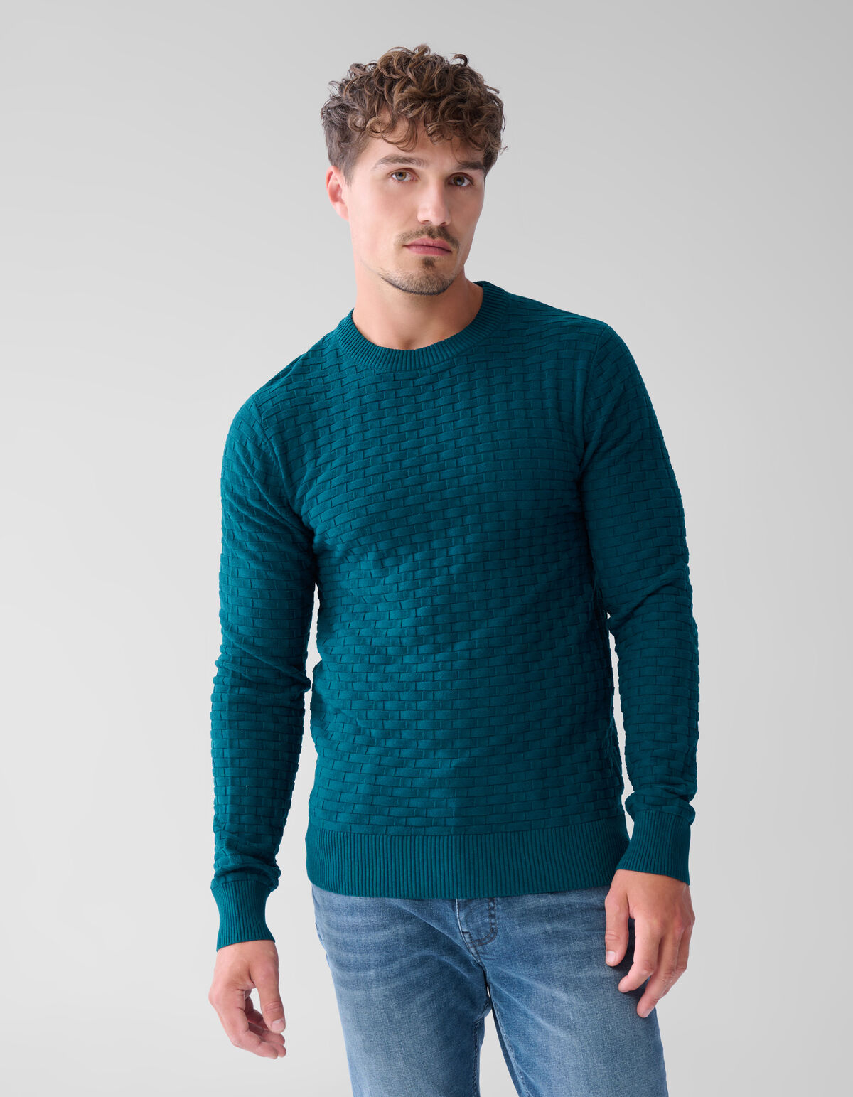 Structuur Trui Donkergroen SHOEBY MEN