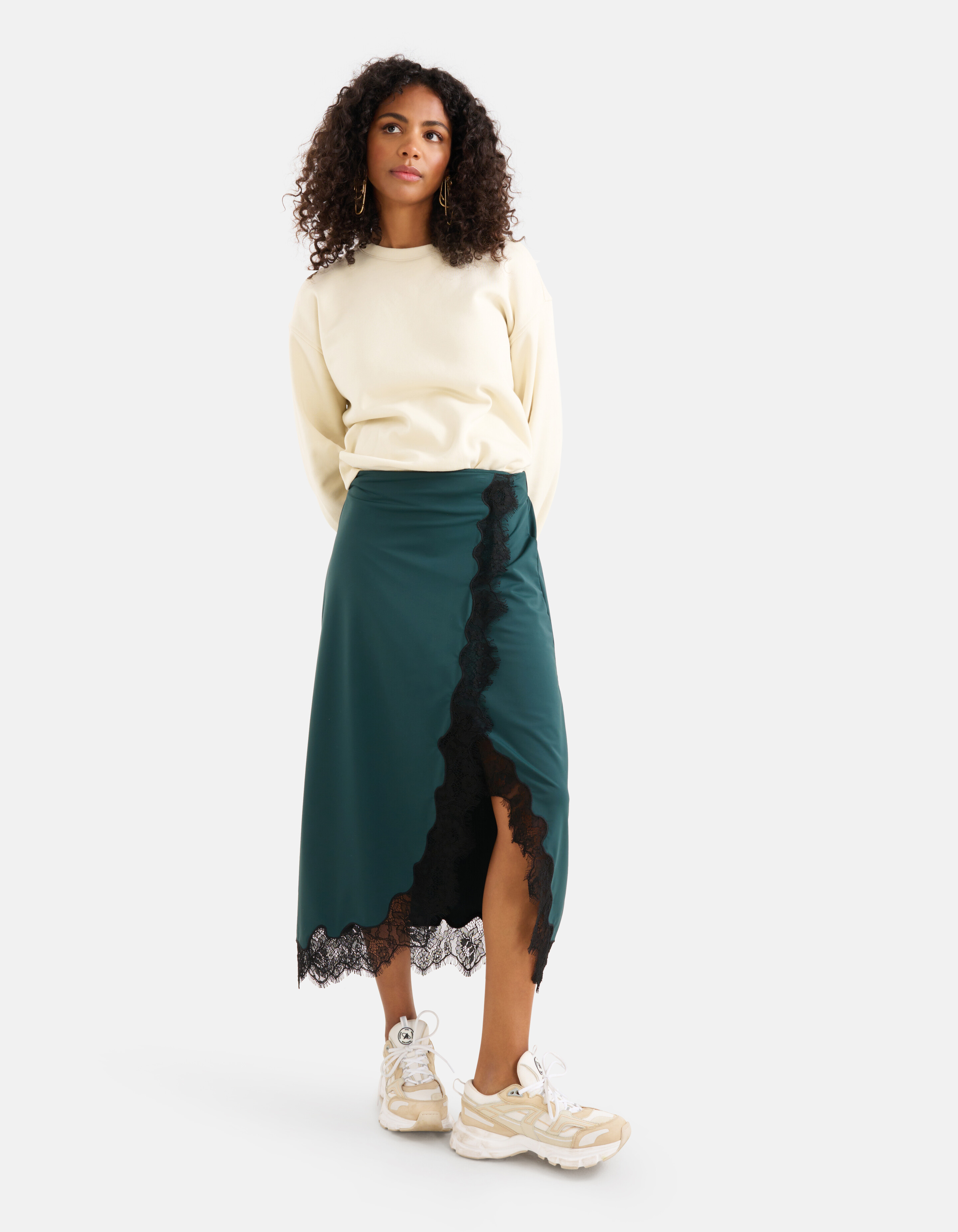 Kanten Travel Rok Donkergroen SHOEBY WOMEN