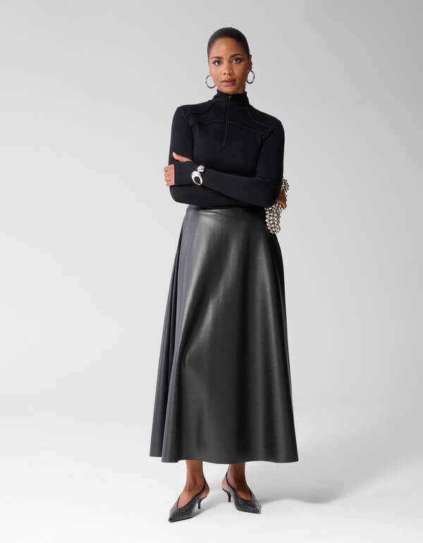 Vegan Leren Maxi Rok Zwart SHOEBY WOMEN