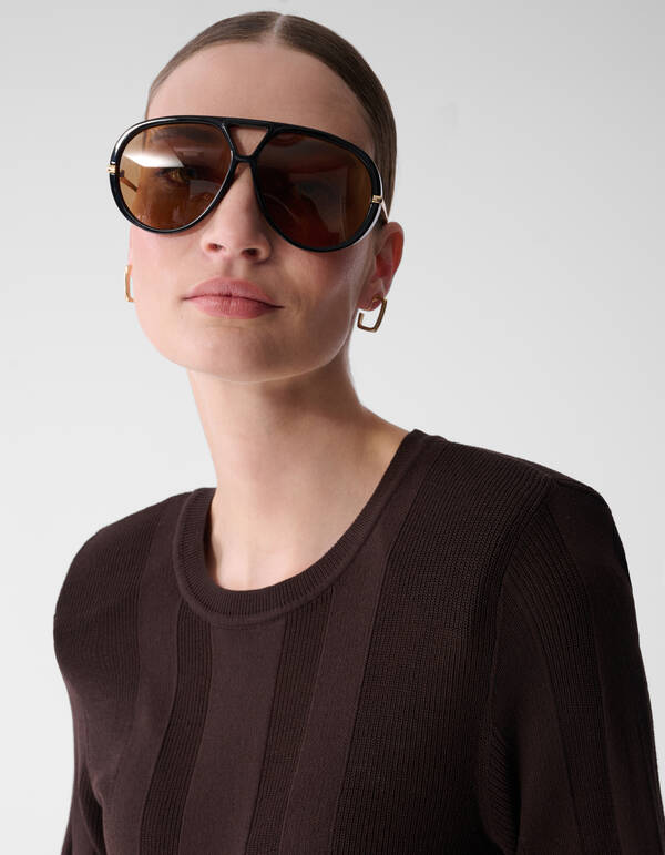 Gebreide Rib Top Donkerbruin By Mieke SHOEBY WOMEN