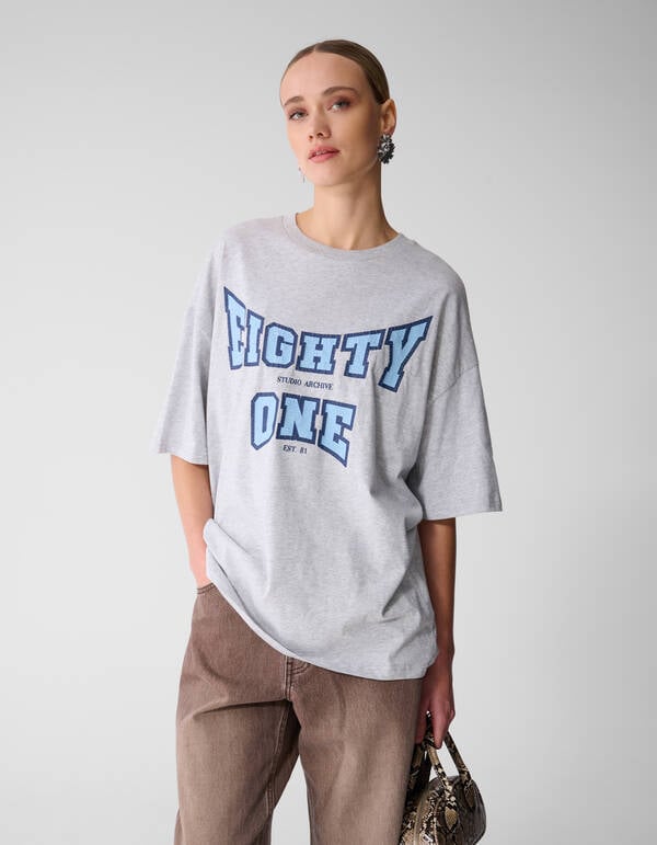 Eighty One Artwork T-shirt Lichtgrijs SHOEBY WOMEN