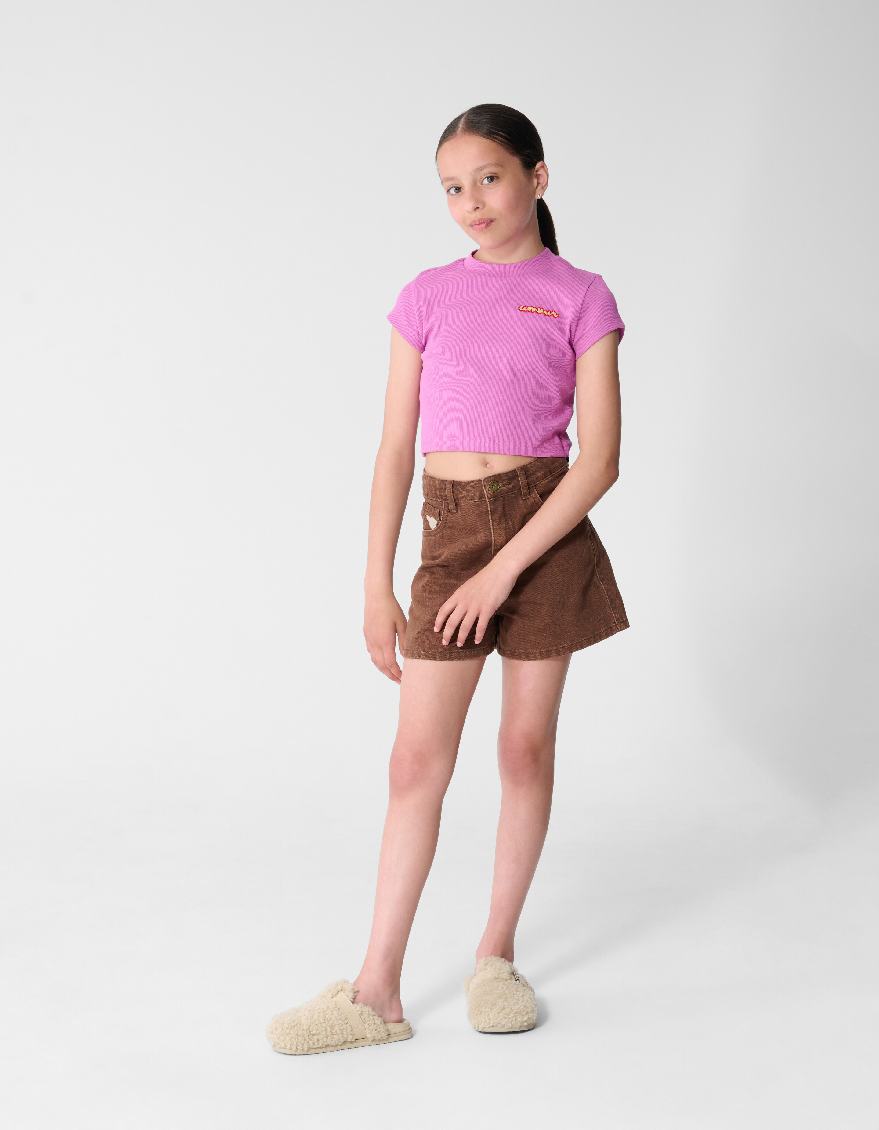 Rib Amour Crop Top Paars SHOEBY GIRLS