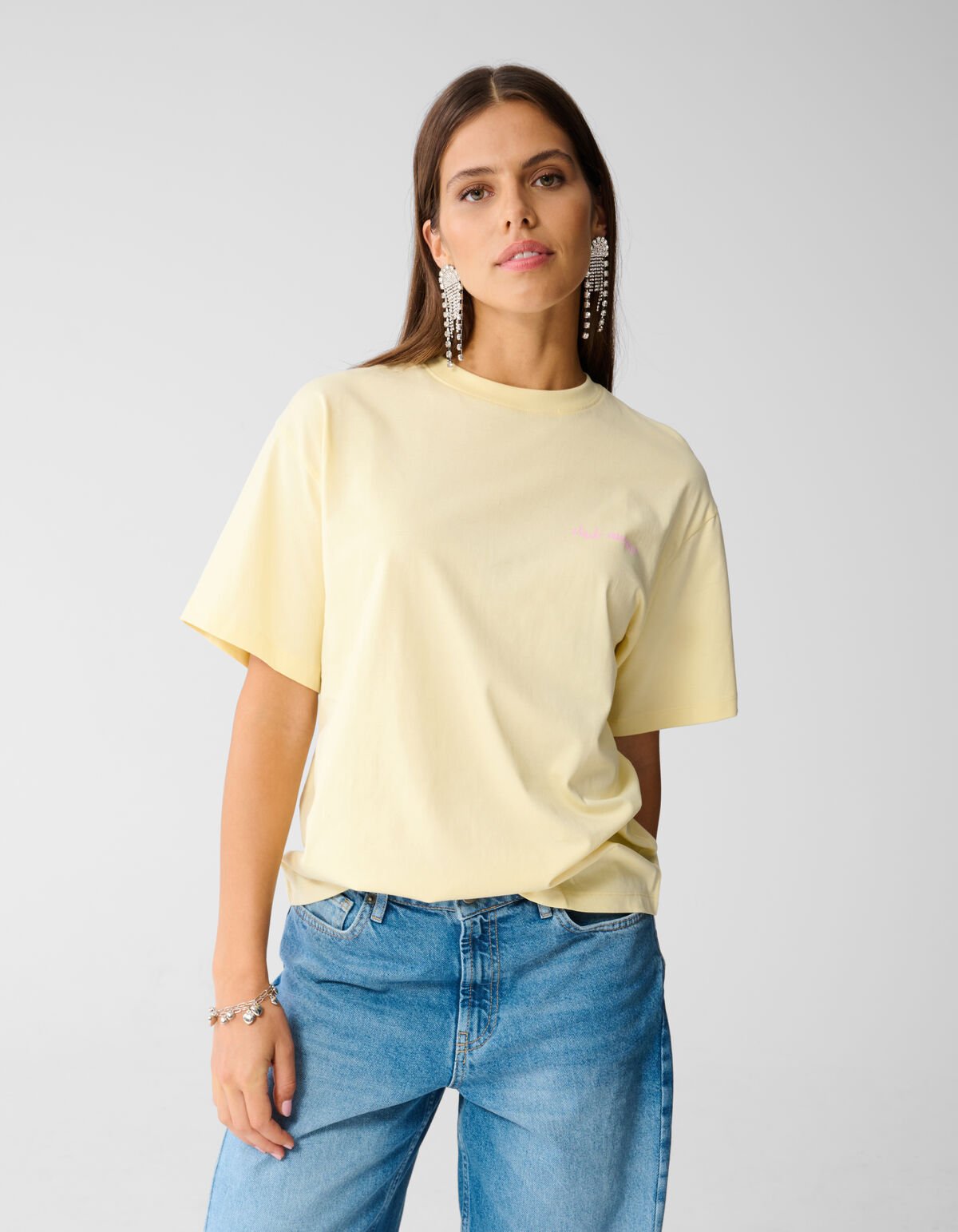 Cocktail Artwork T-shirt Lichtgeel SHOEBY WOMEN