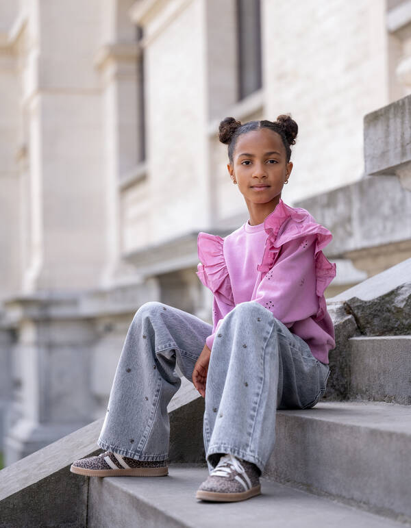 Rose Stud Straight Fit Jeans Lichtgrijs SHOEBY GIRLS