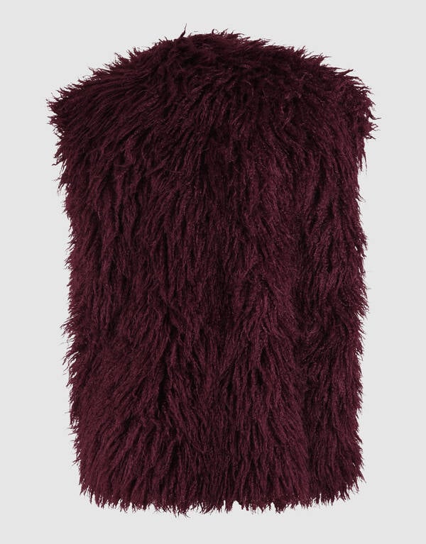 Oversized Teddy Gilet Donkerrood SHOEBY WOMEN