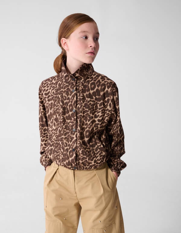 Leopard Funnel Neck Blouse Bruin SHOEBY GIRLS