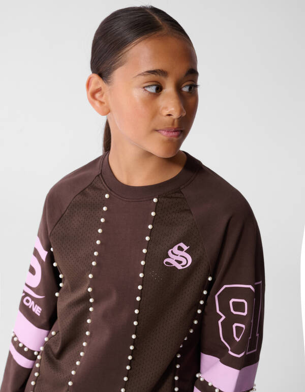 Parel Mesh Longsleeve Donkerbruin SHOEBY GIRLS