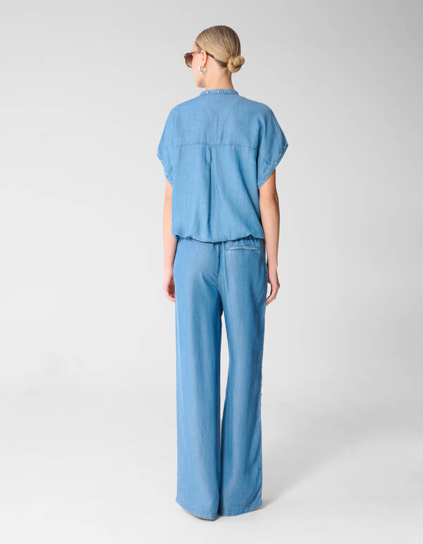 Studs Denim Blouse Blauw SHOEBY WOMEN