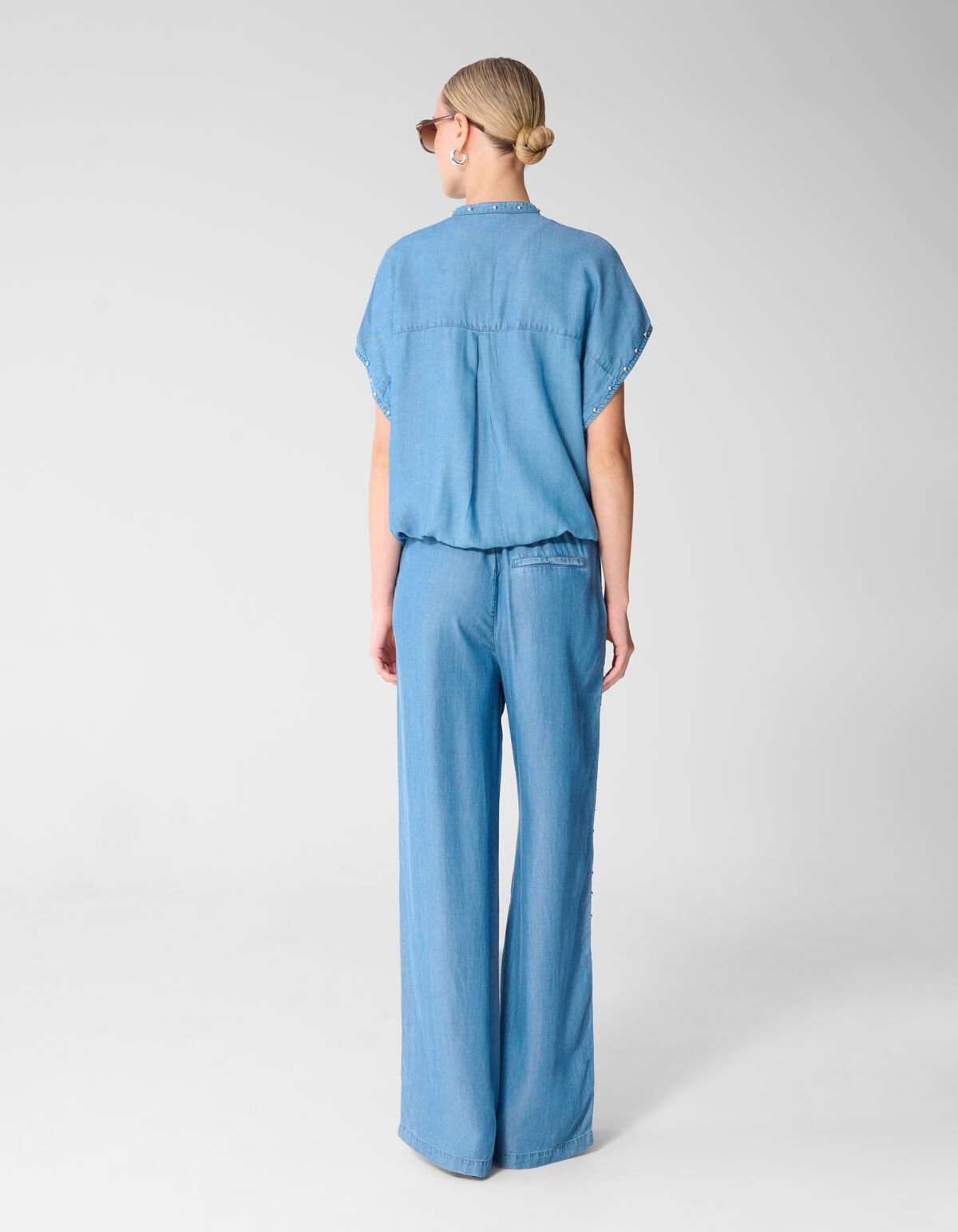 Studs Denim Blouse Blauw SHOEBY WOMEN