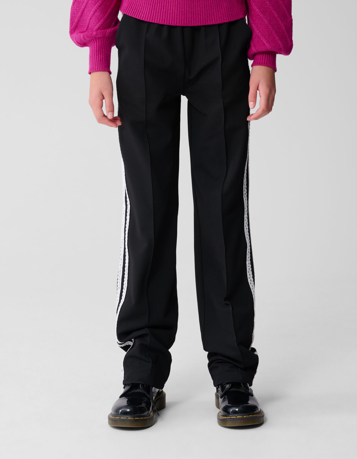 Sporty Wide Leg Broek Zwart SHOEBY GIRLS