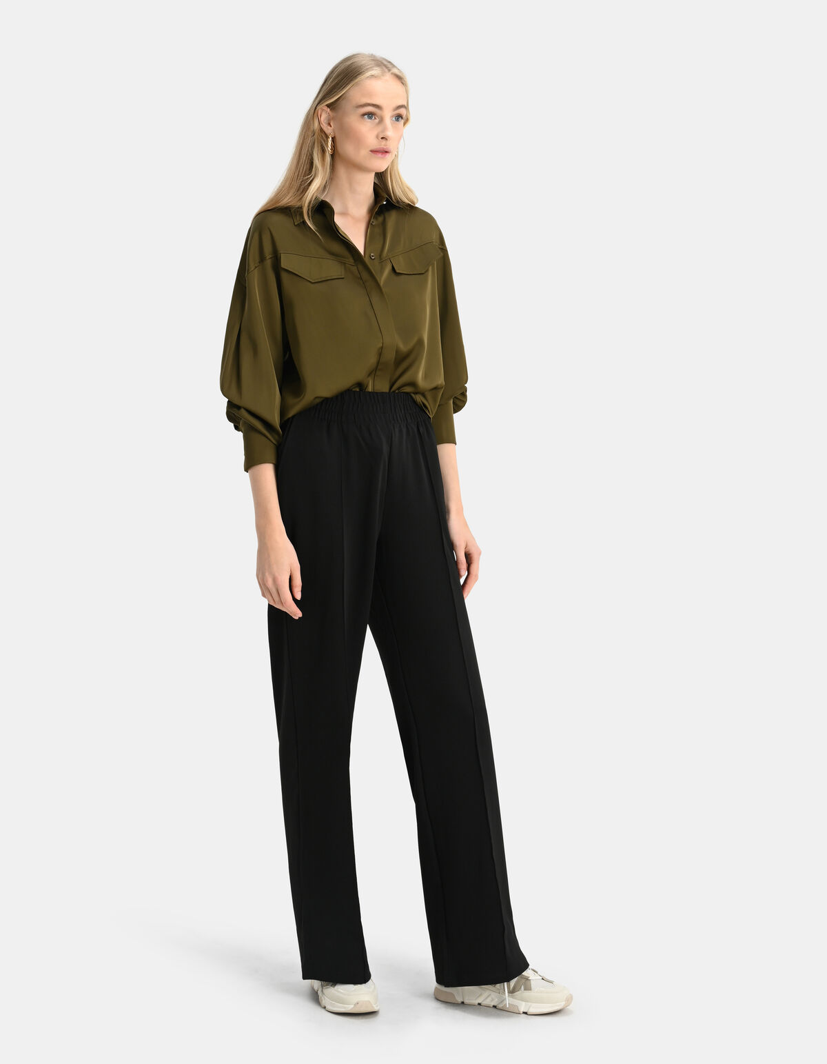 Satijnen Cargo Blouse Donkergroen SHOEBY WOMEN