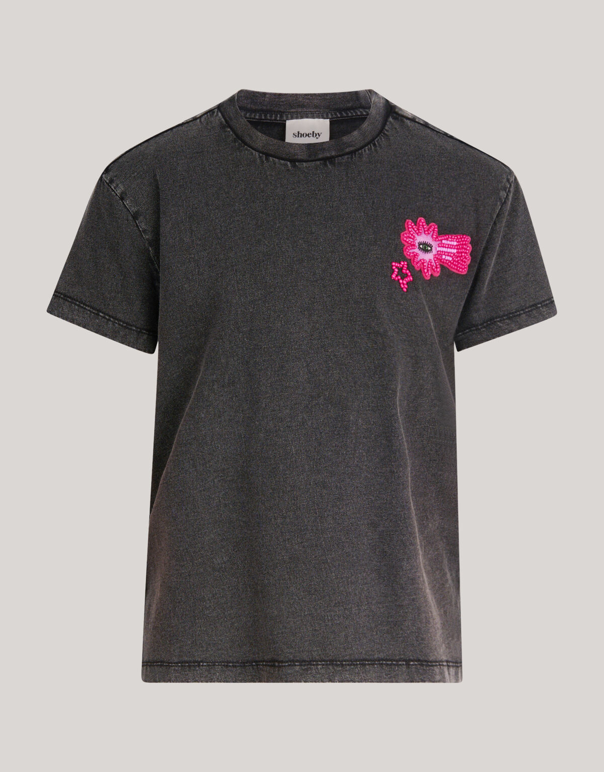 Embroidery T-shirt Donkergrijs SHOEBY GIRLS