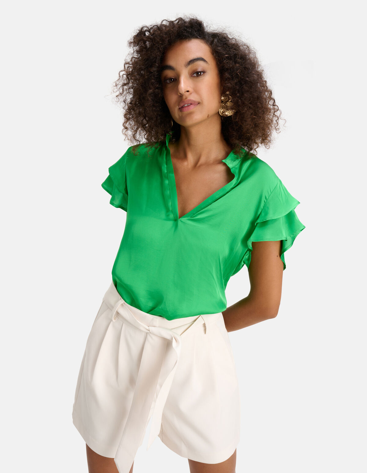 Ruffle Top Groen SHOEBY WOMEN