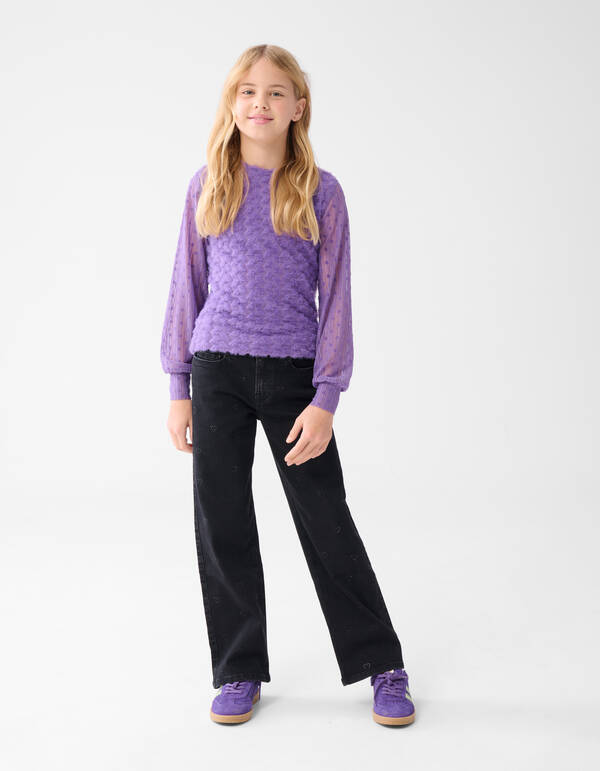 Strass Heart Straight Fit Jeans Zwart SHOEBY GIRLS