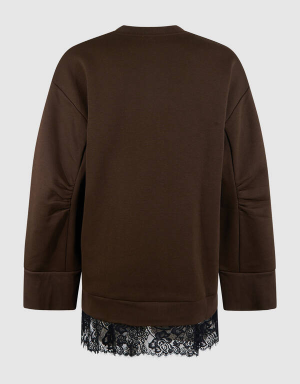 Kanten Oversized Sweater Donkerbruin SHOEBY WOMEN