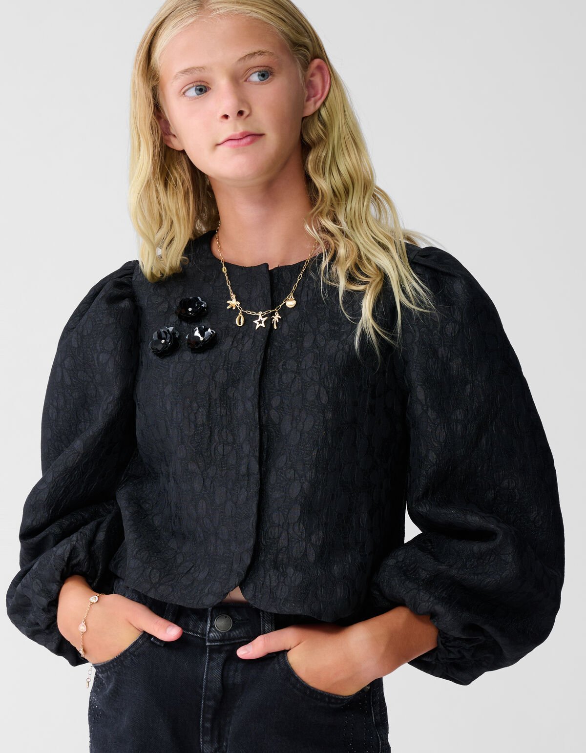 Flower Puff Blazer Zwart SHOEBY GIRLS