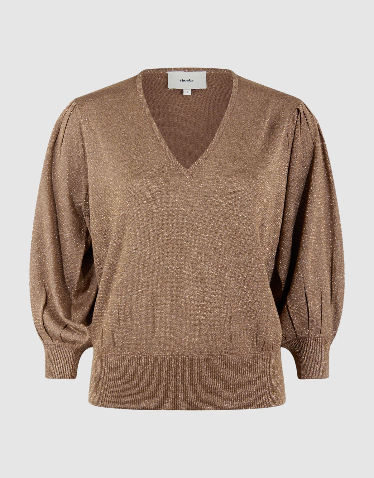 Glitter V-hals Trui Bruin SHOEBY WOMEN
