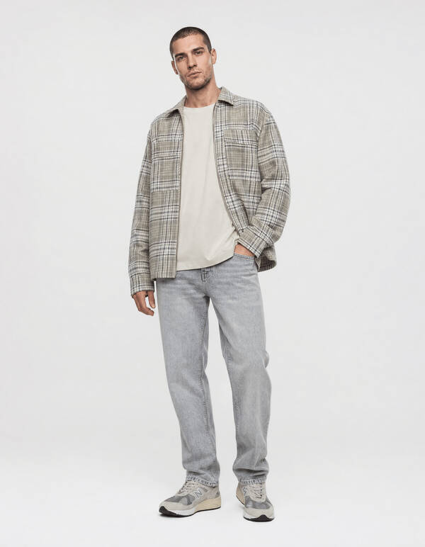 Relaxed Fit Check Overshirt Lichtgroen SHOEBY MEN