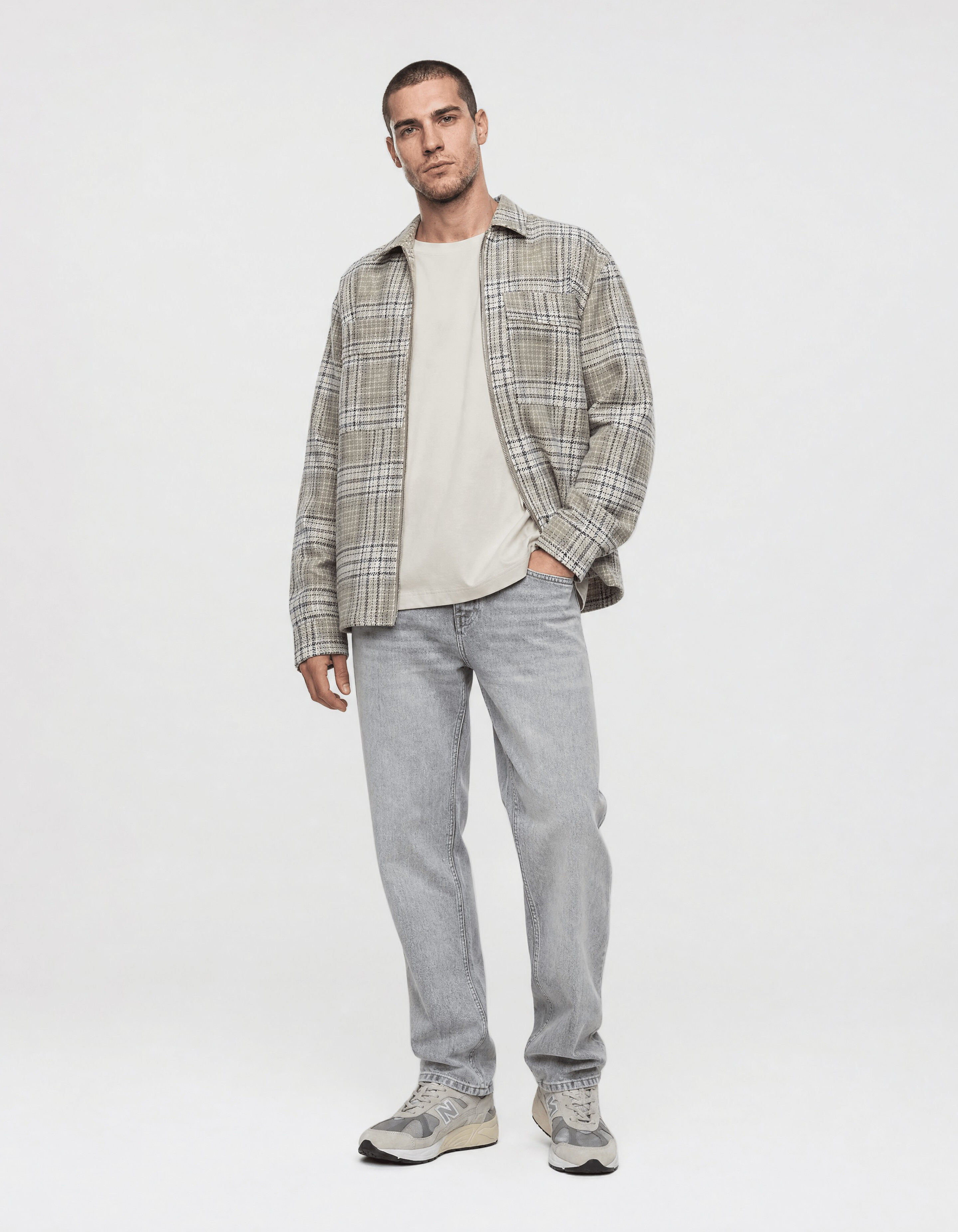 Relaxed Fit Check Overshirt Lichtgroen SHOEBY MEN