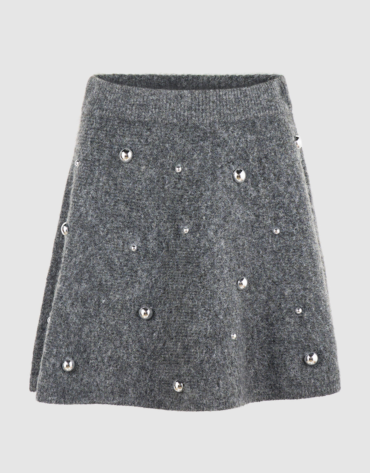 Gebreide Studded Mini Rok Grijs SHOEBY WOMEN