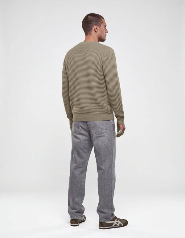 Rib Gebreide Trui Groen SHOEBY MEN
