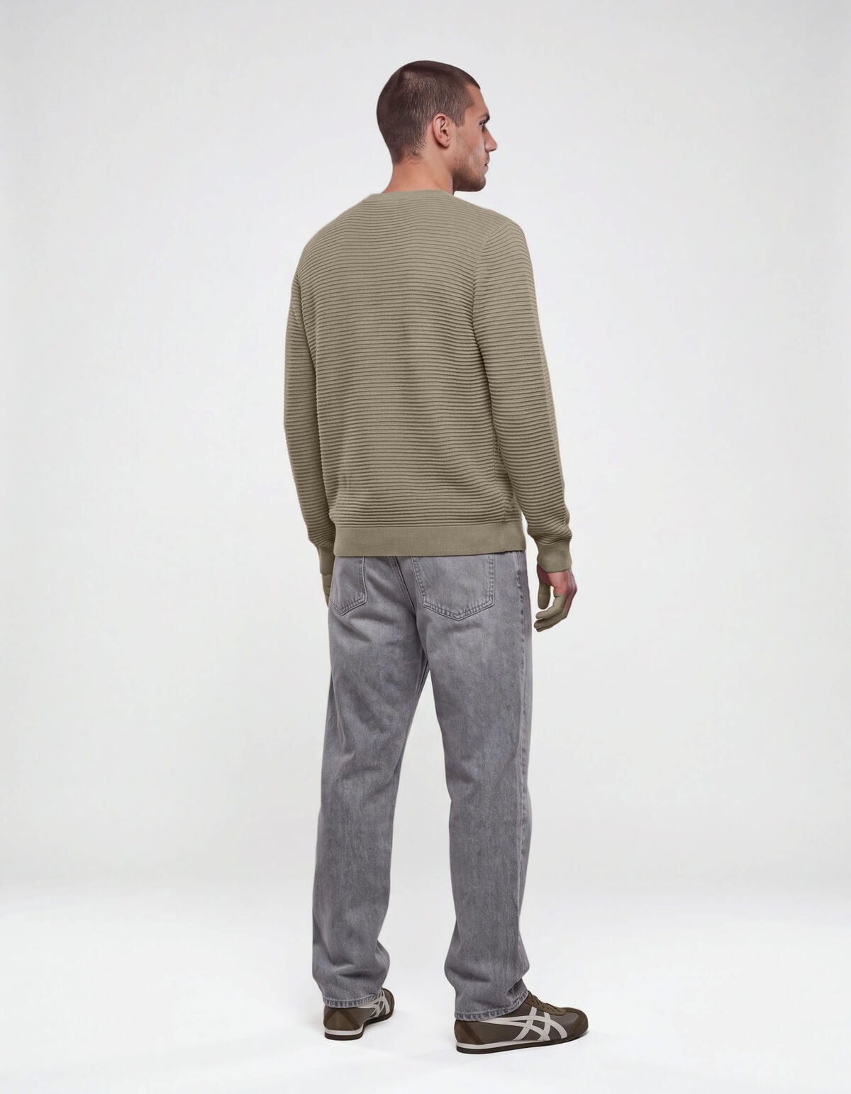 Rib Gebreide Trui Groen SHOEBY MEN