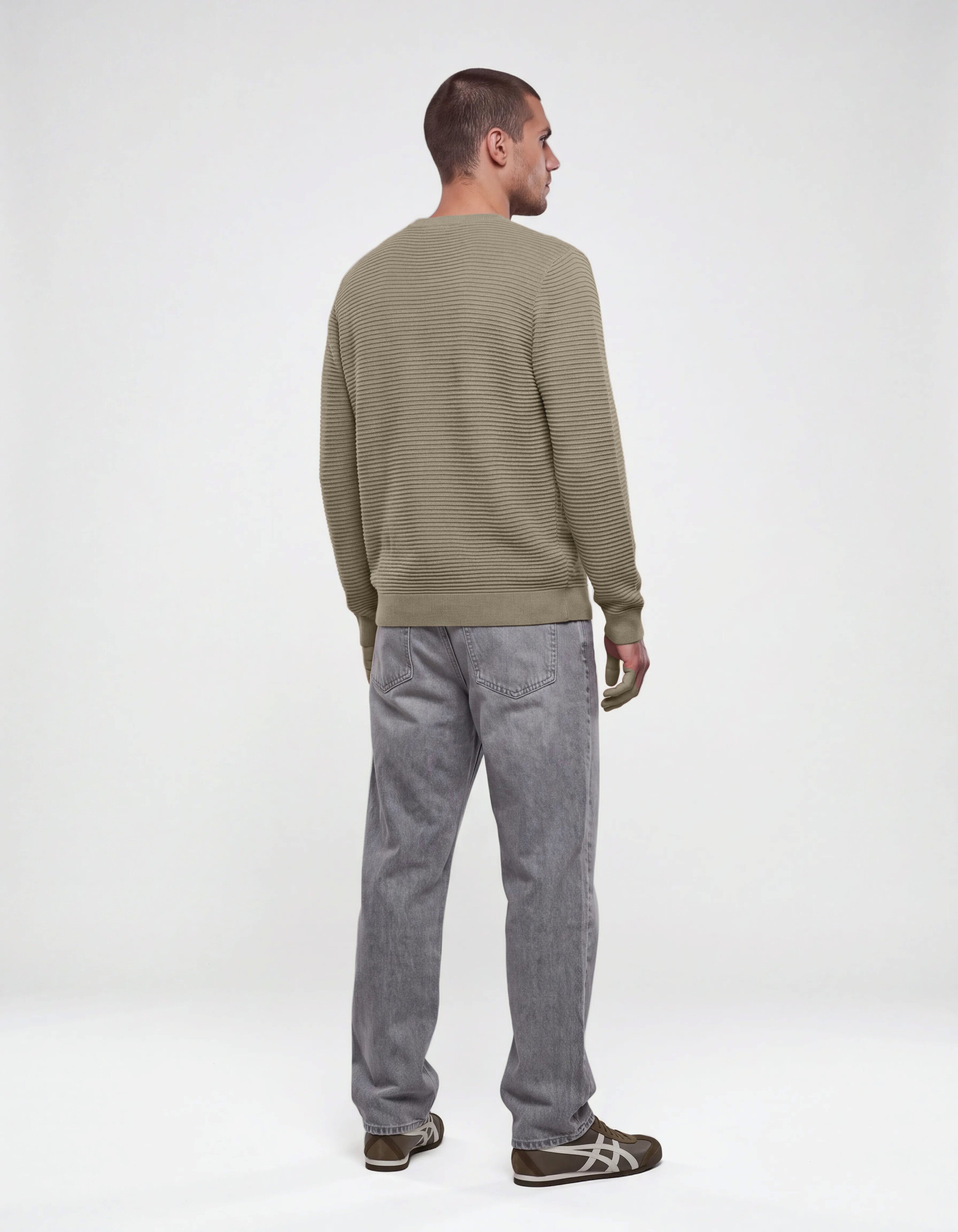 Rib Gebreide Trui Groen SHOEBY MEN