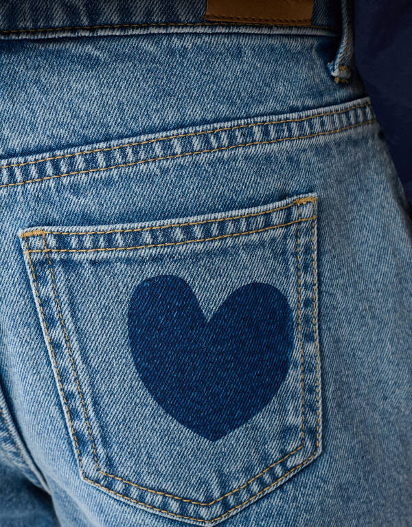 Printed Heart Mom Fit Jeans Blauw SHOEBY GIRLS