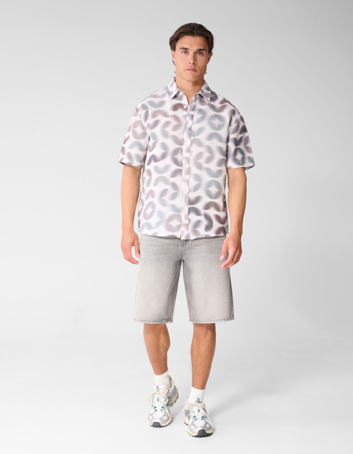 Graphic Spark Print Overhemd Lichtgrijs SHOEBY MEN