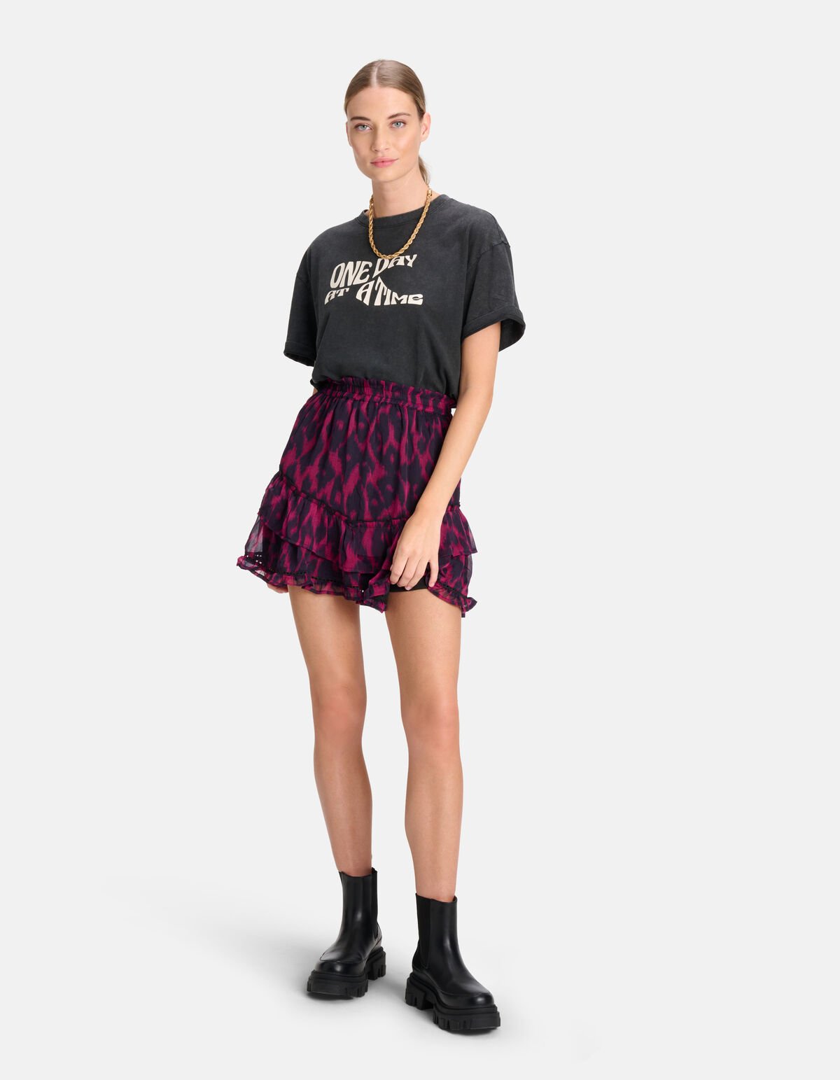 Leopard Ruffle Rok Paars SHOEBY WOMEN