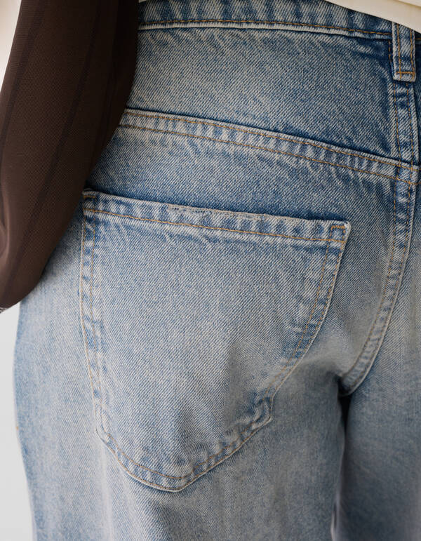 Mid Waist Wide Leg Fit Jeans Blauw SHOEBY WOMEN