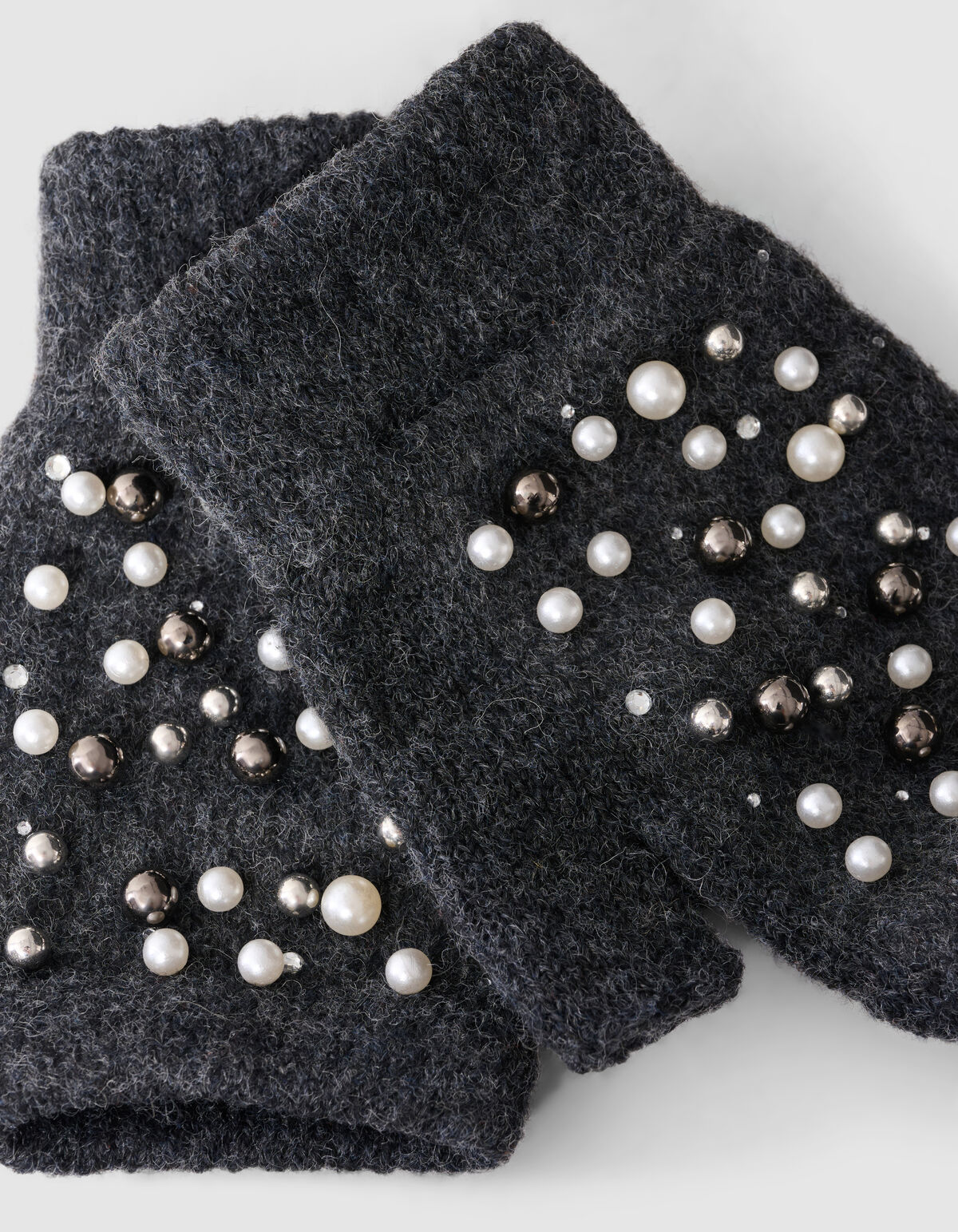 Beaded Fingerless Handschoenen Donkergrijs SHOEBY ACCESSOIRES