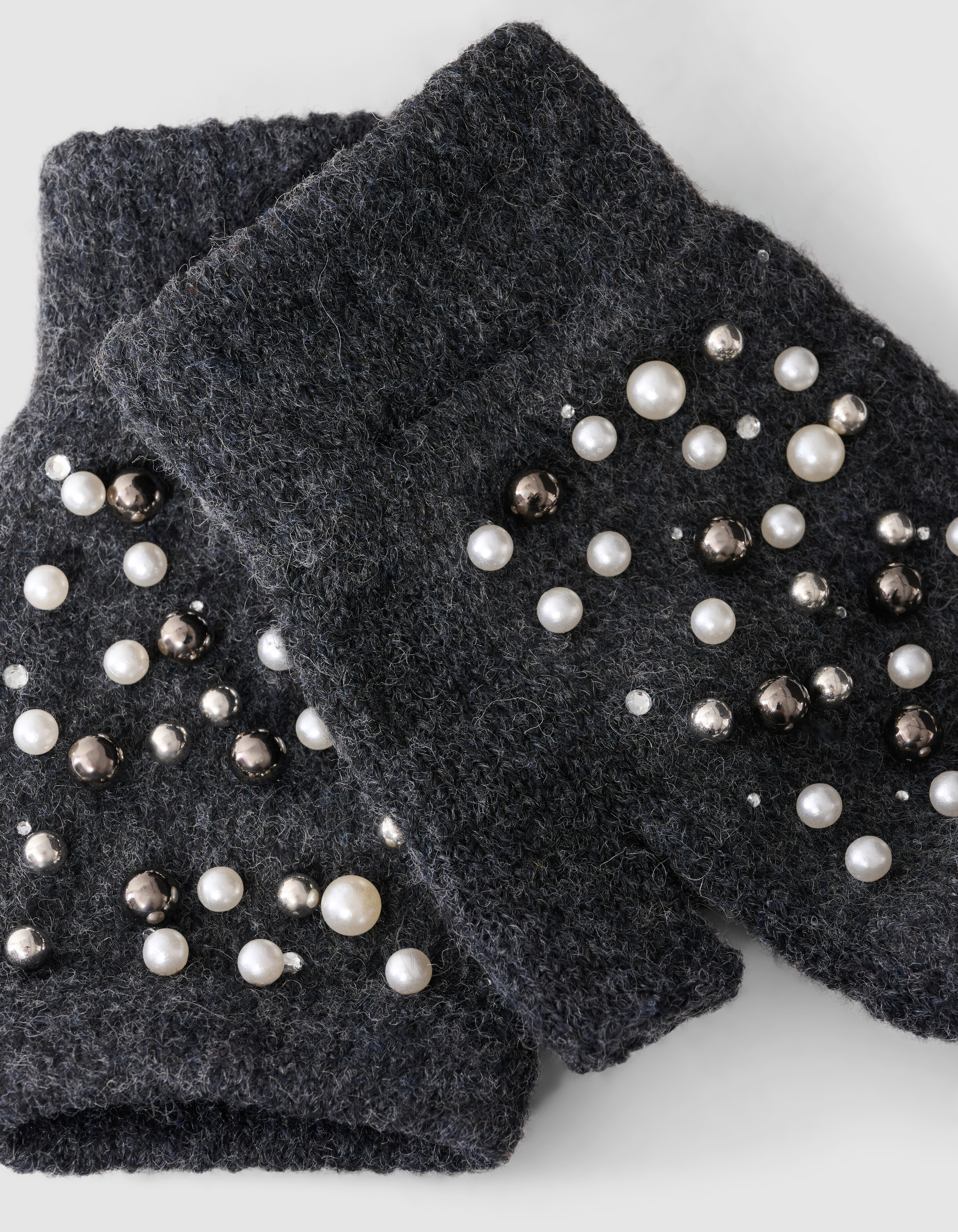 Beaded Fingerless Handschoenen Donkergrijs SHOEBY ACCESSOIRES