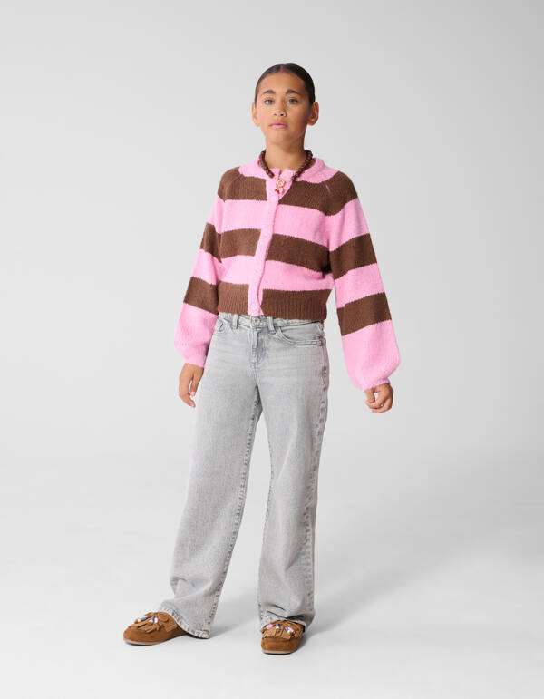 Oversized Gestreept Vest Roze/Bruin SHOEBY GIRLS