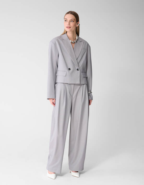 Pinstripe Barrel Fit Pantalon Lichtgrijs SHOEBY WOMEN