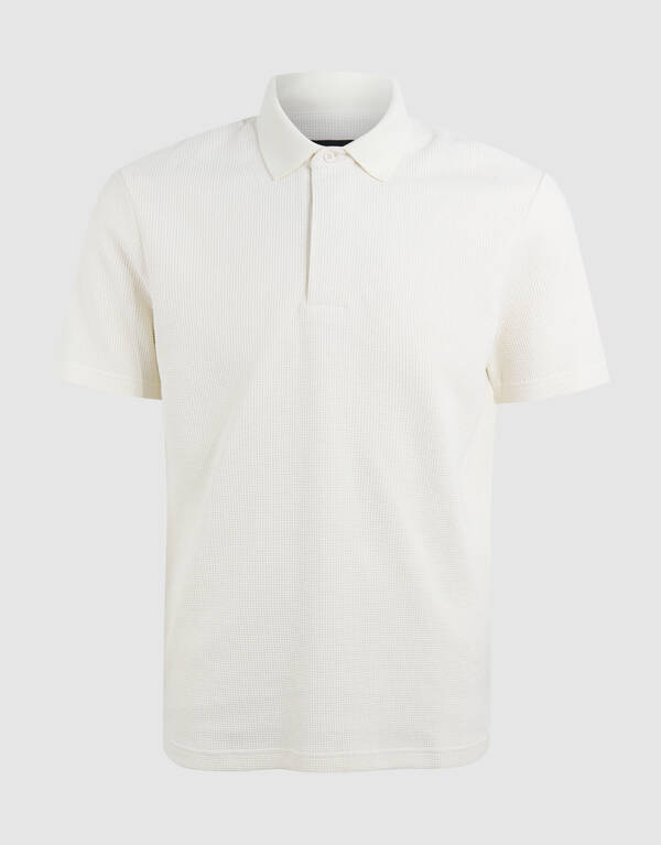 Structuur Jersey Polo Gebroken Wit SHOEBY MEN