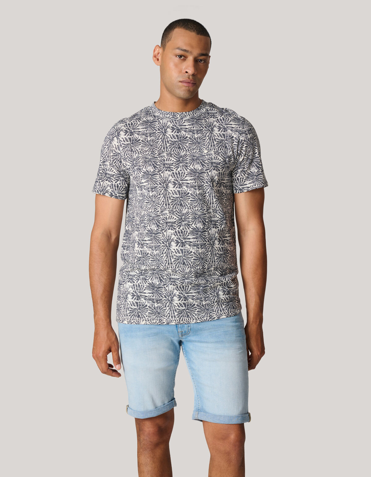 Printed Flower T-shirt Zwart SHOEBY MEN