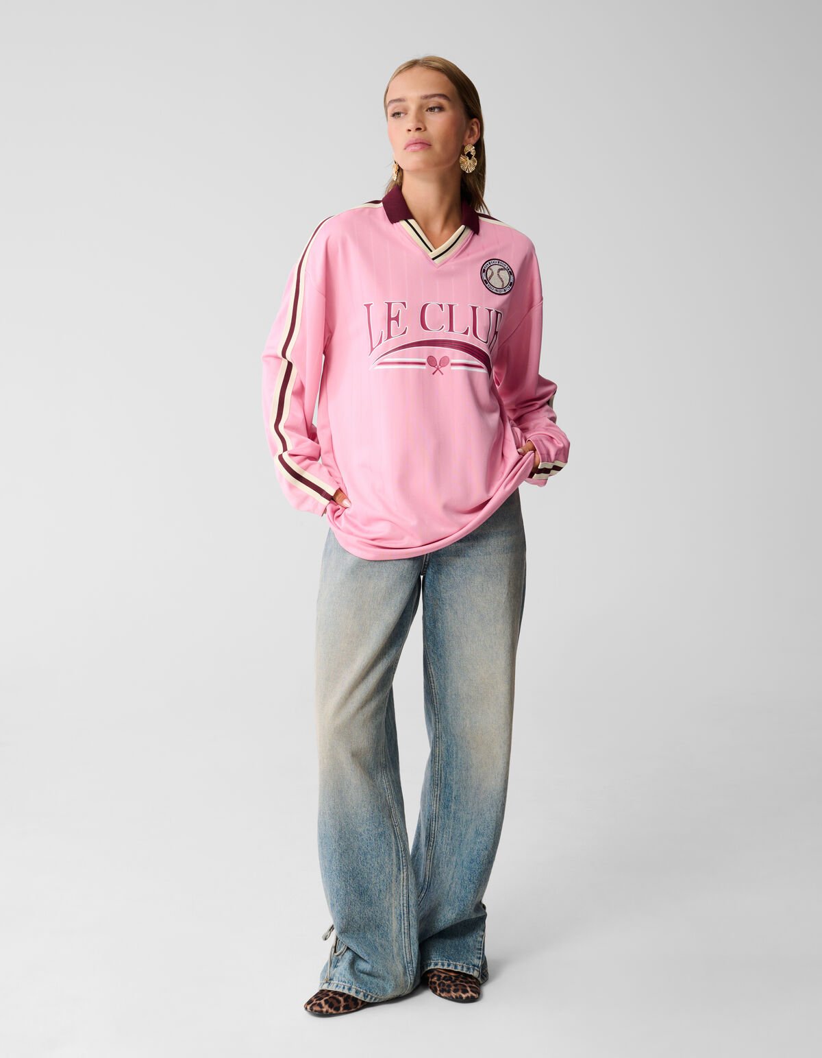 Oversized Baseball T-shirt Roze SHOEBY WOMEN