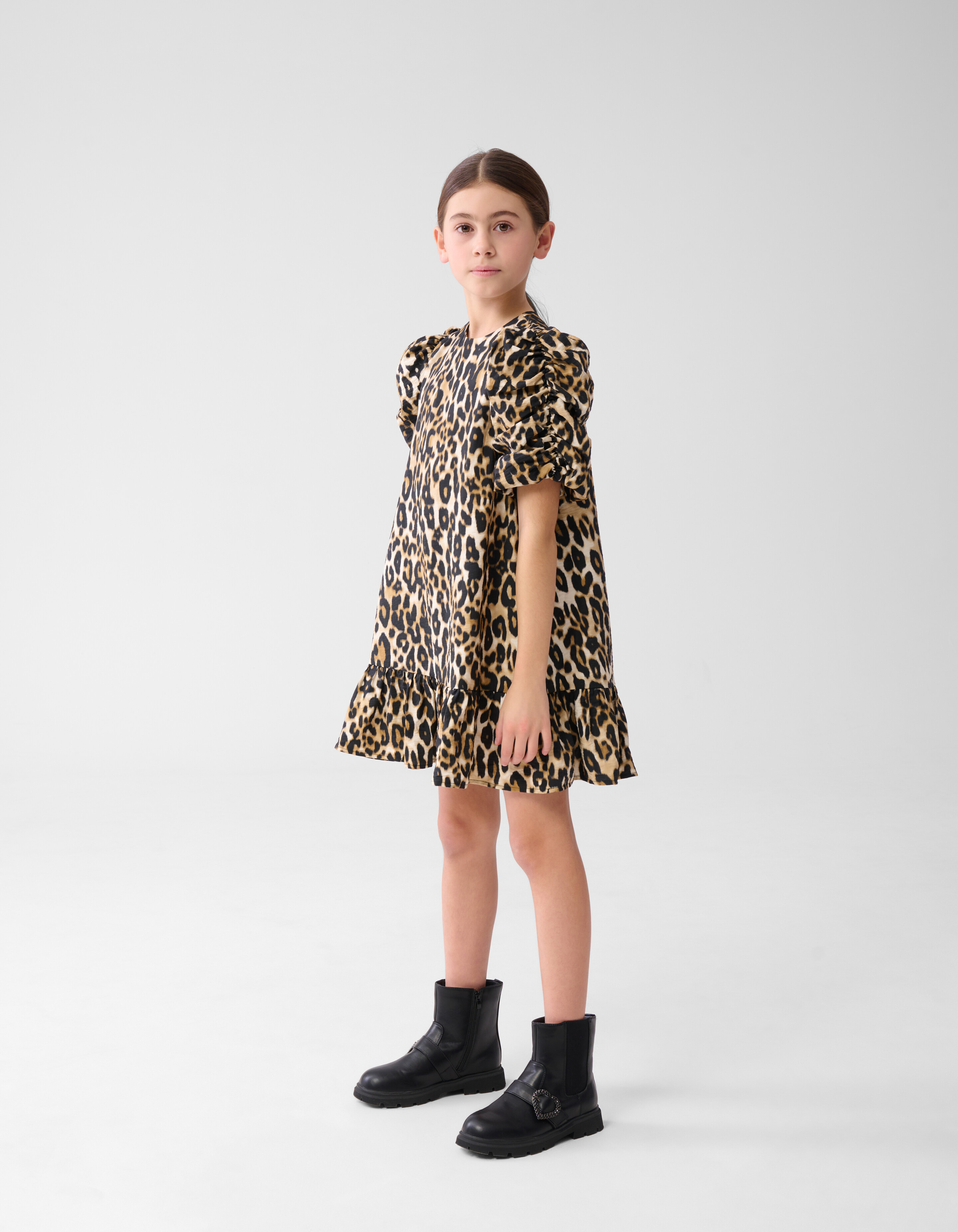 Printed Leopard Jurk Bruin SHOEBY GIRLS