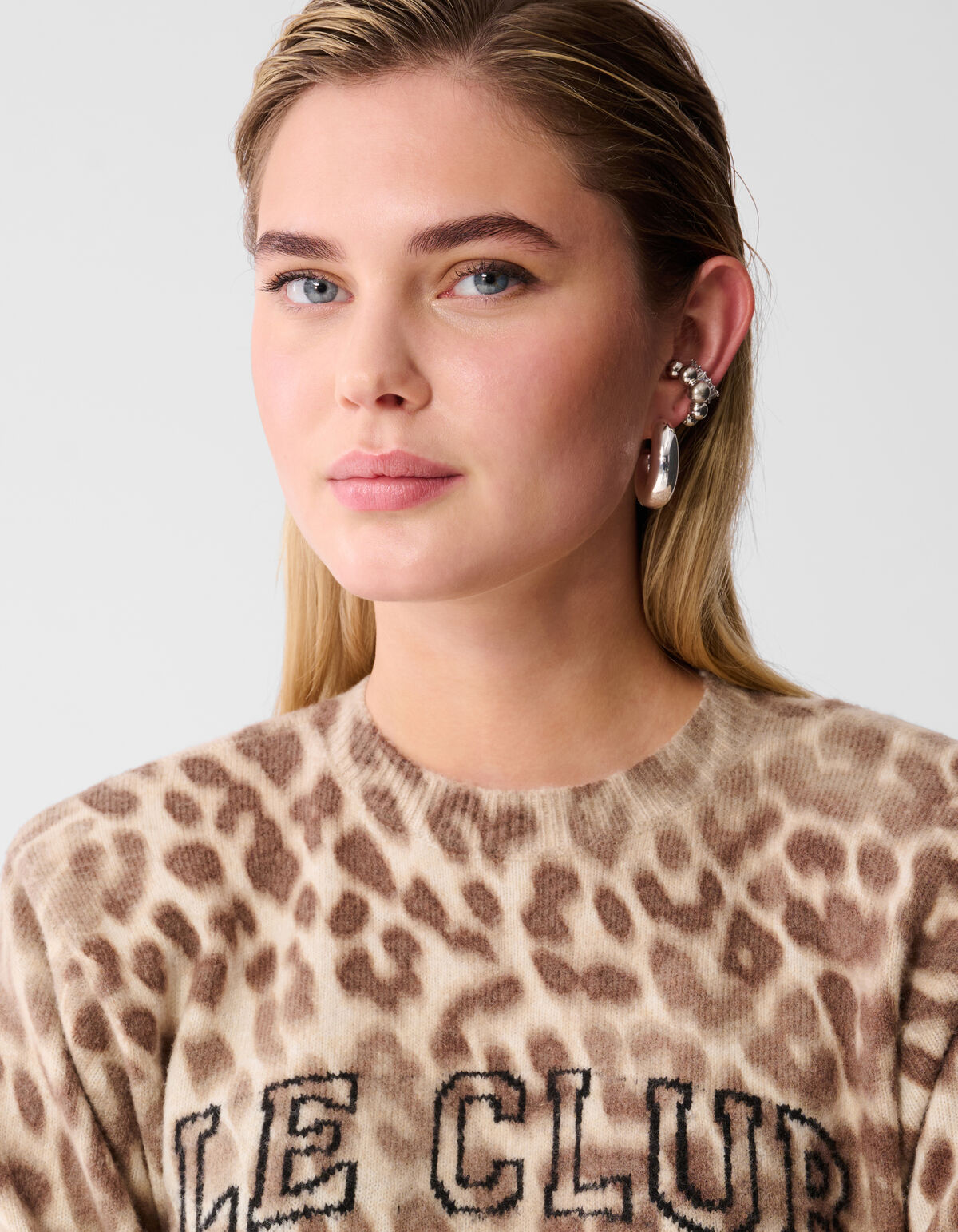 Leopard Artwork Gebreide Trui Zand SHOEBY WOMEN