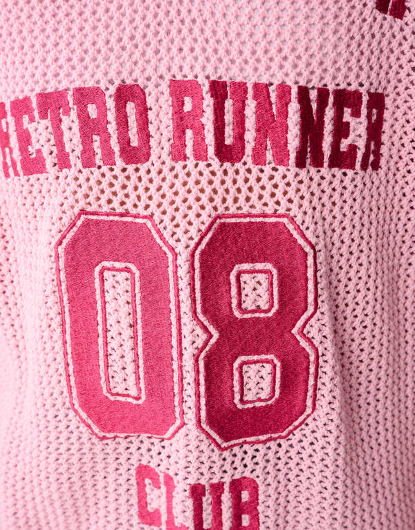 Gebreid Baseball T-shirt Roze SHOEBY GIRLS