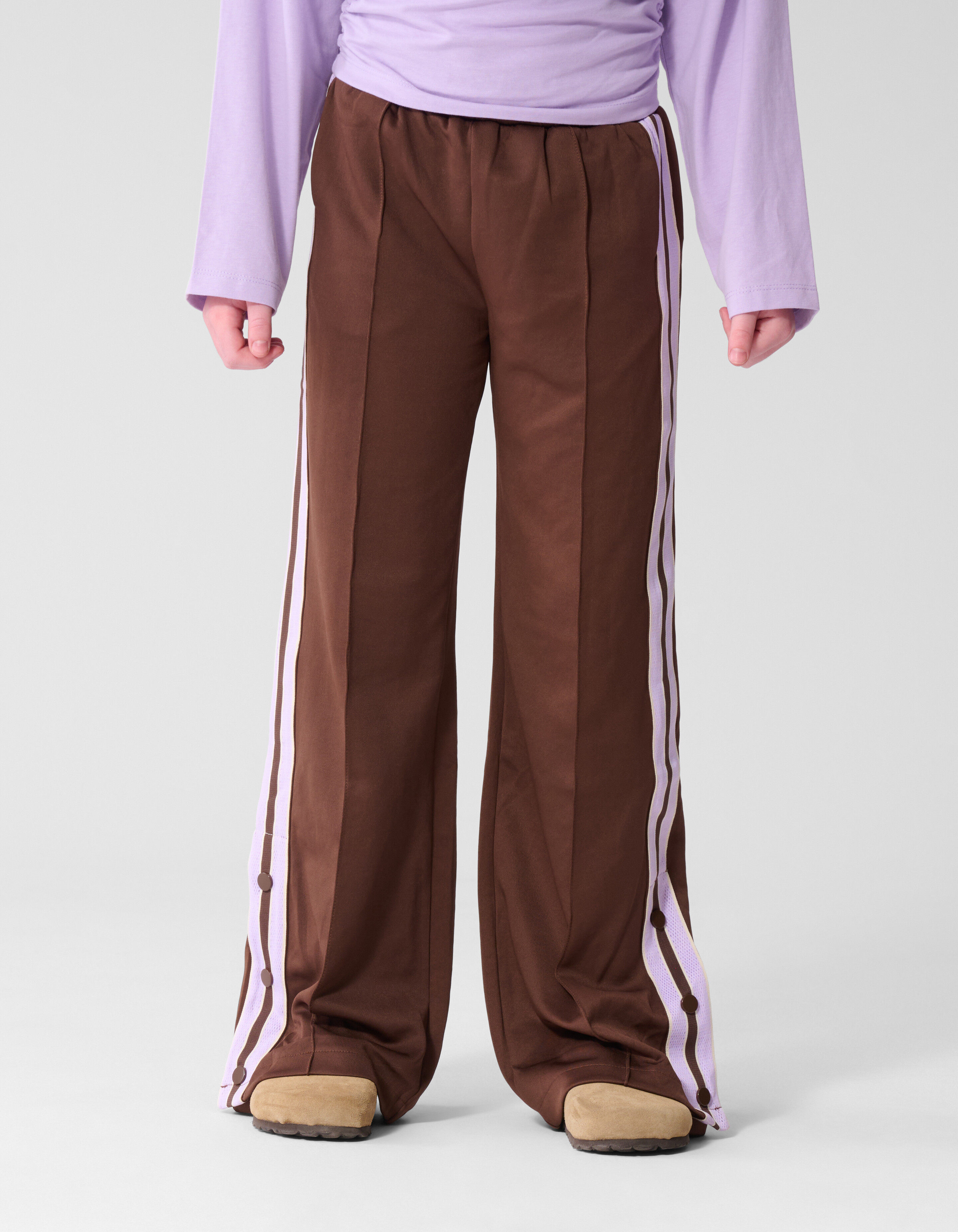 Button Wide Leg Fit Broek Bruin SHOEBY GIRLS