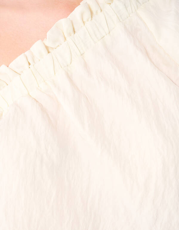 Asymmetrische Twist Puff Top Gebroken Wit SHOEBY WOMEN