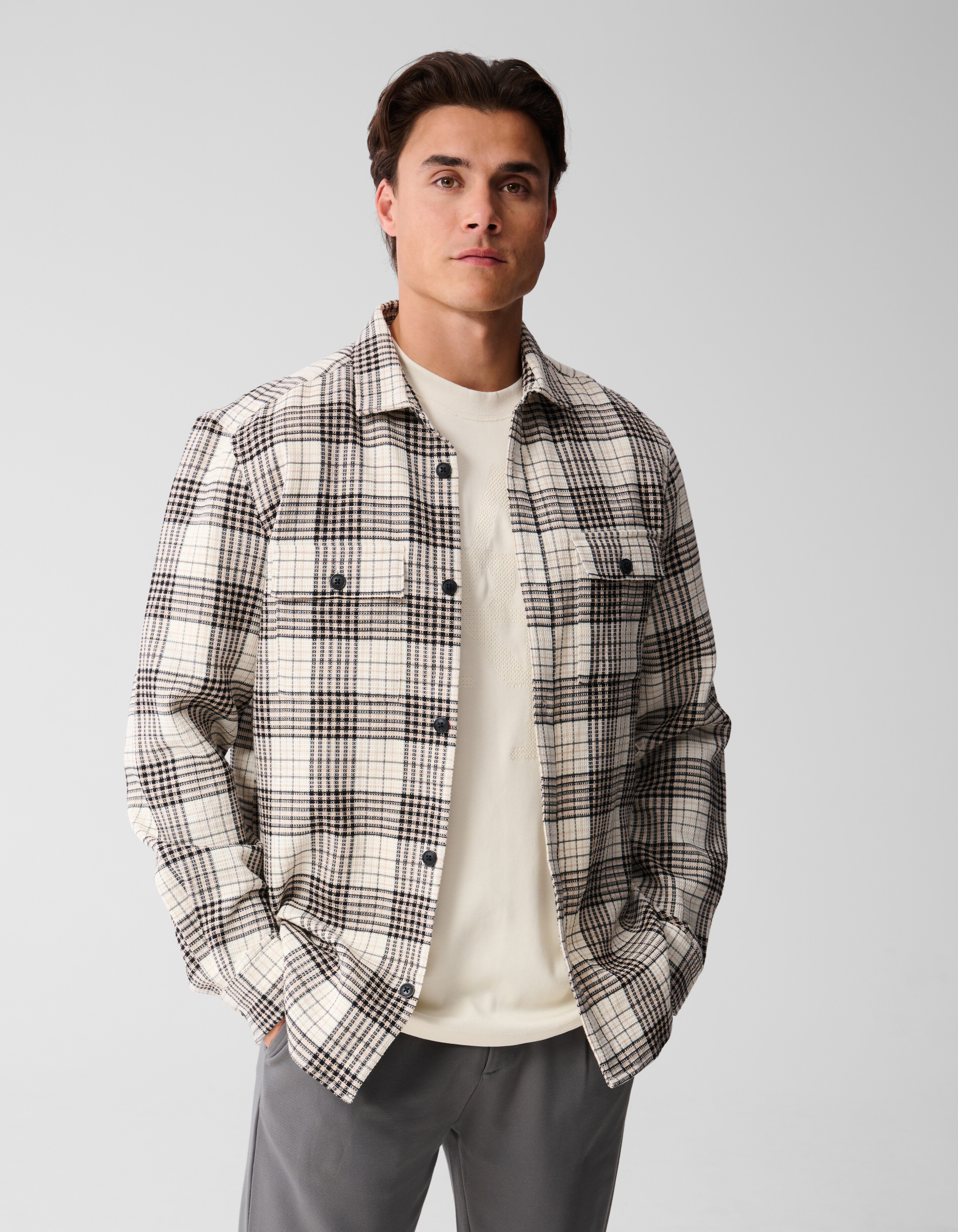Ruiten Overshirt Gebroken Wit SHOEBY MEN