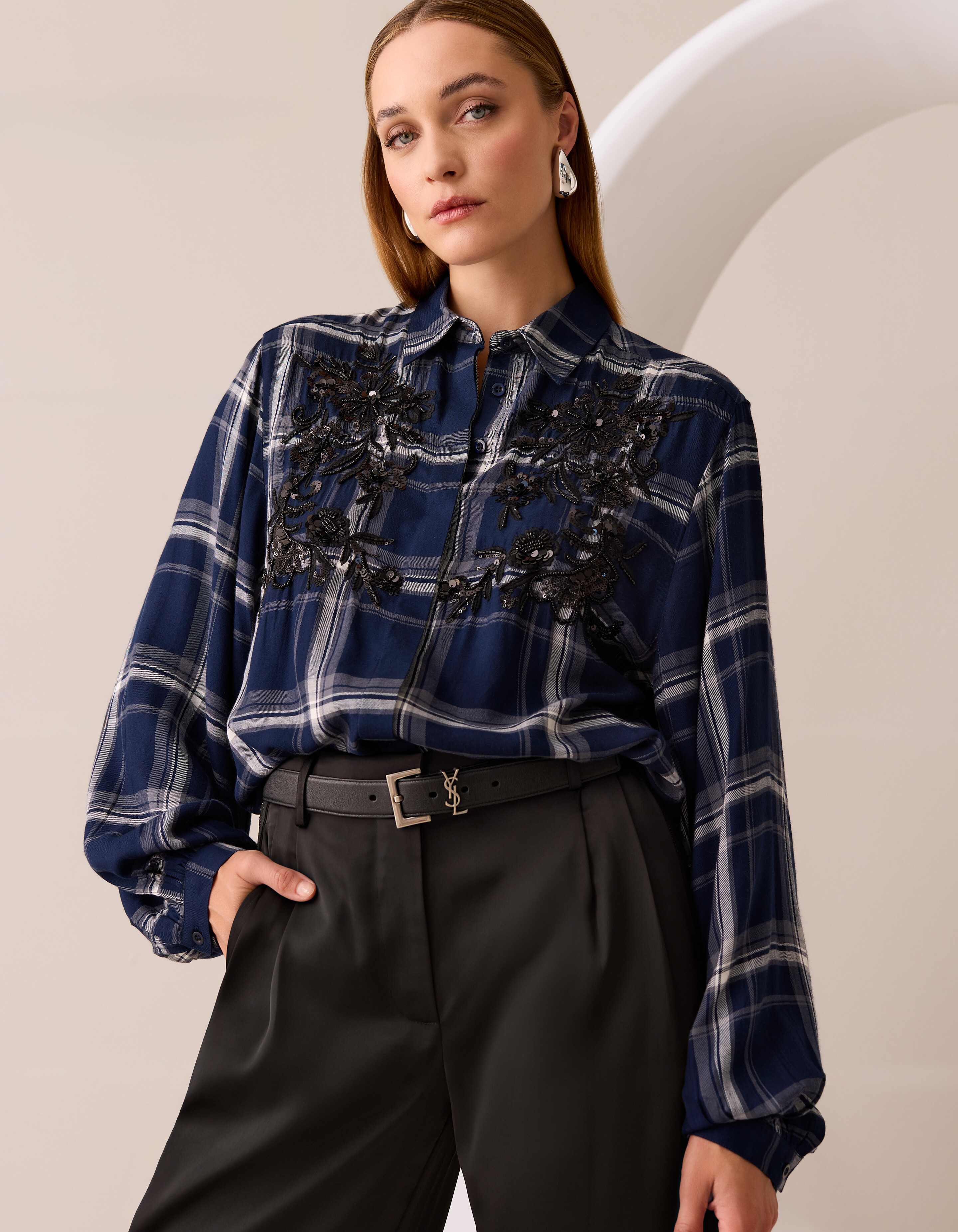 Ruiten Beads Blouse Donkerblauw By Mieke SHOEBY WOMEN