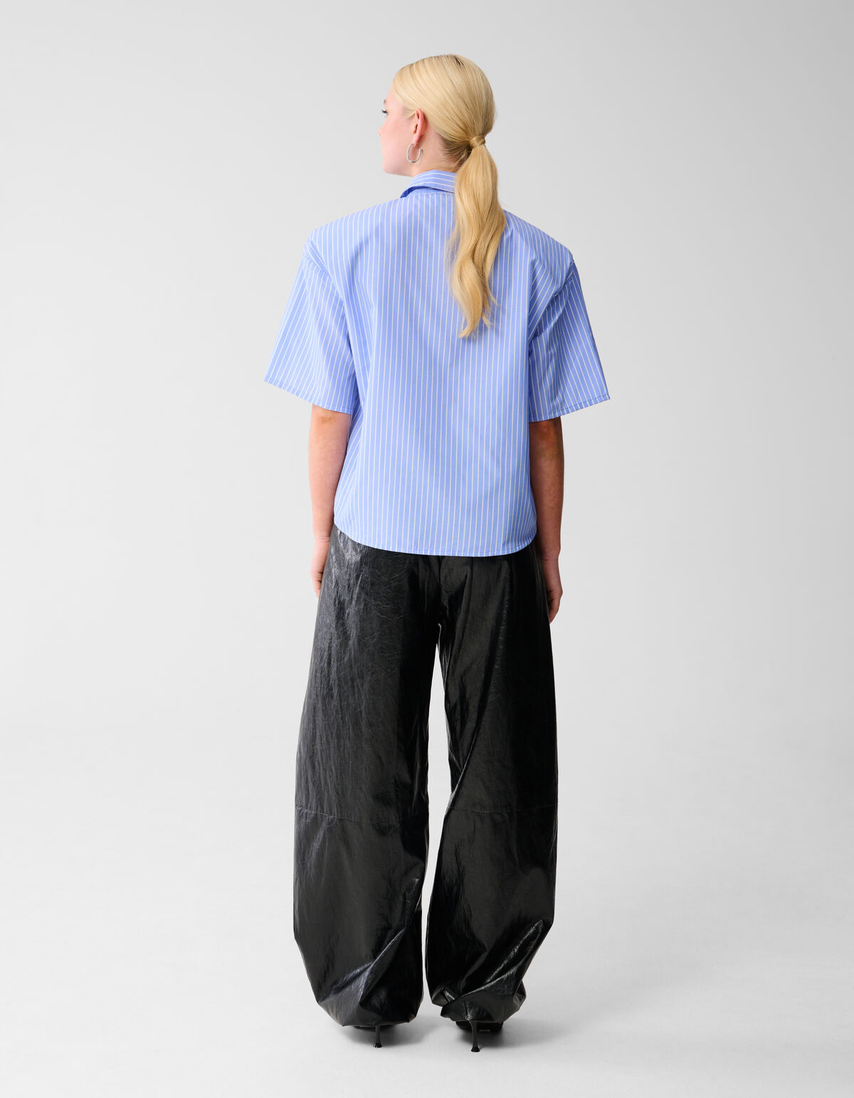 Oversized Pinstripe Blouse Lichtblauw SHOEBY WOMEN