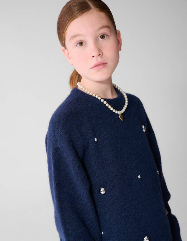 Studded Gebreide Jurk Donkerblauw SHOEBY GIRLS