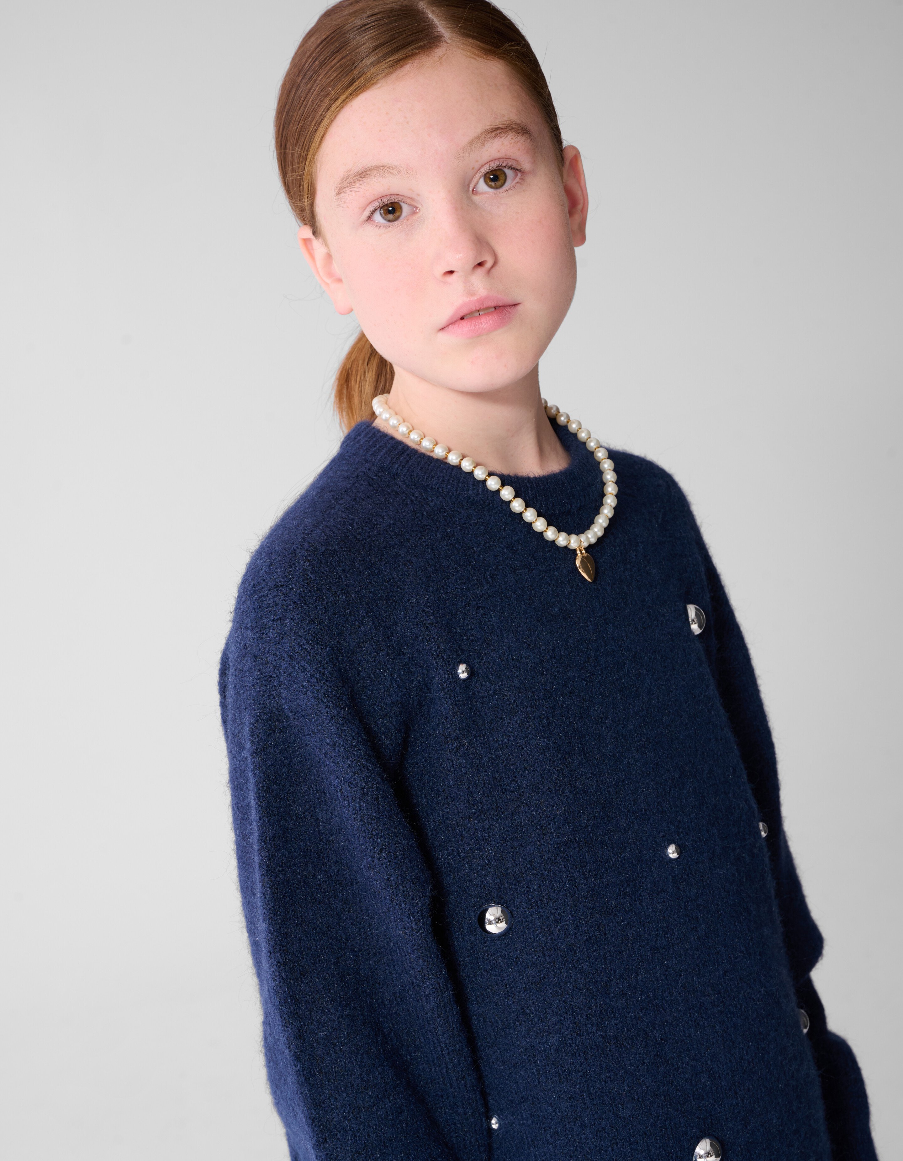 Studded Gebreide Jurk Donkerblauw SHOEBY GIRLS