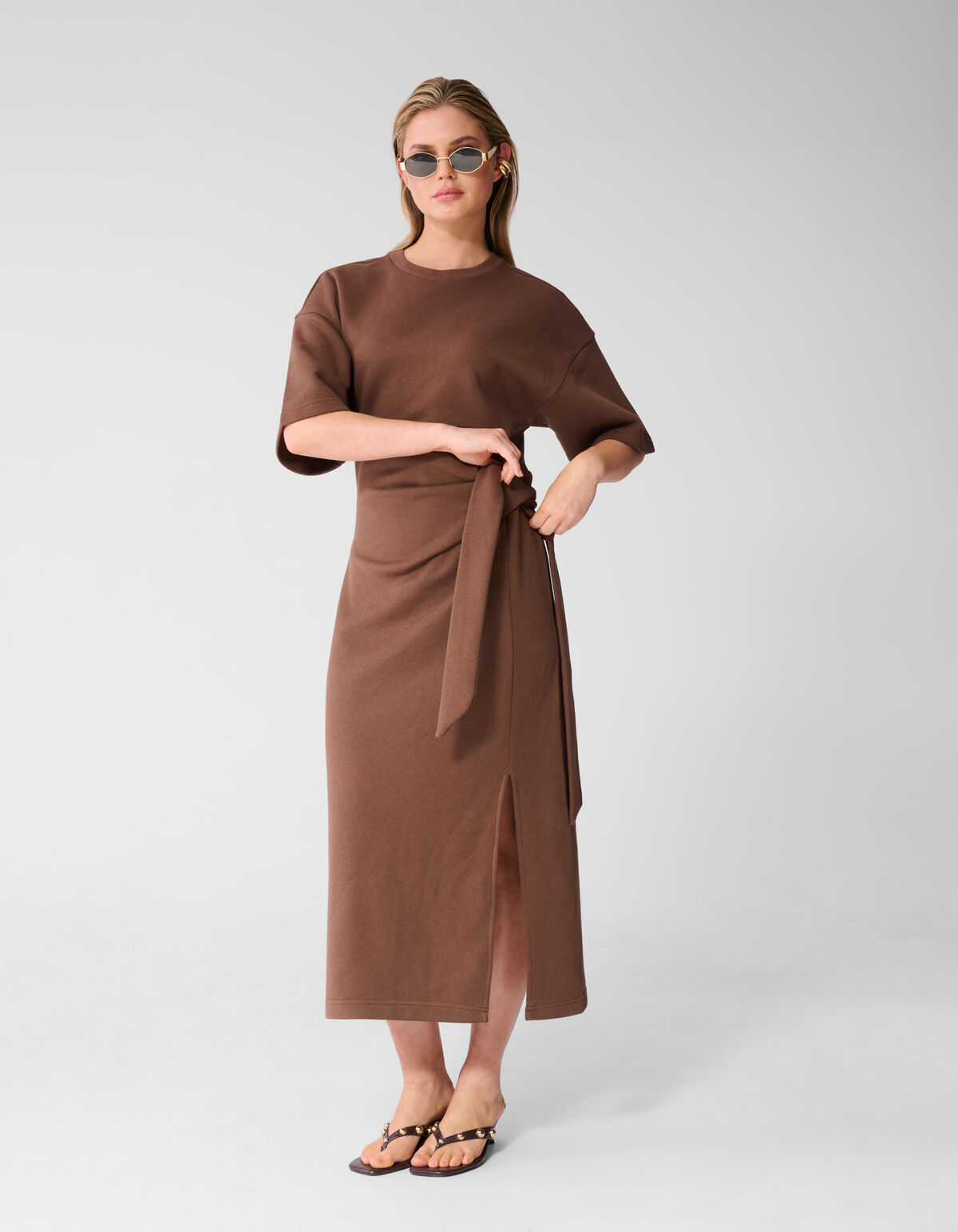 Sweat Maxi Jurk Bruin SHOEBY WOMEN